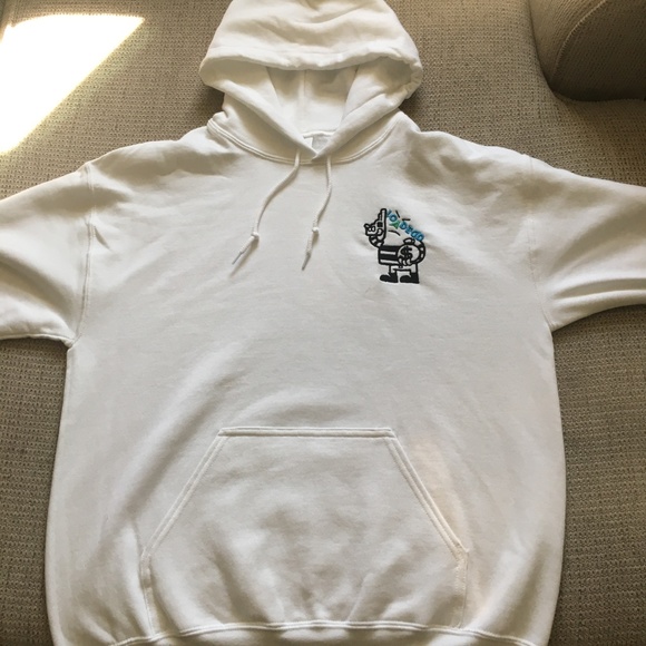 Unisex White Embroidery Loaded Hoodie - Picture 2 of 2